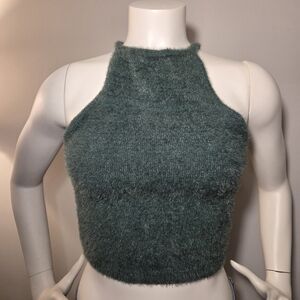 Fuzzy Green Halter Top